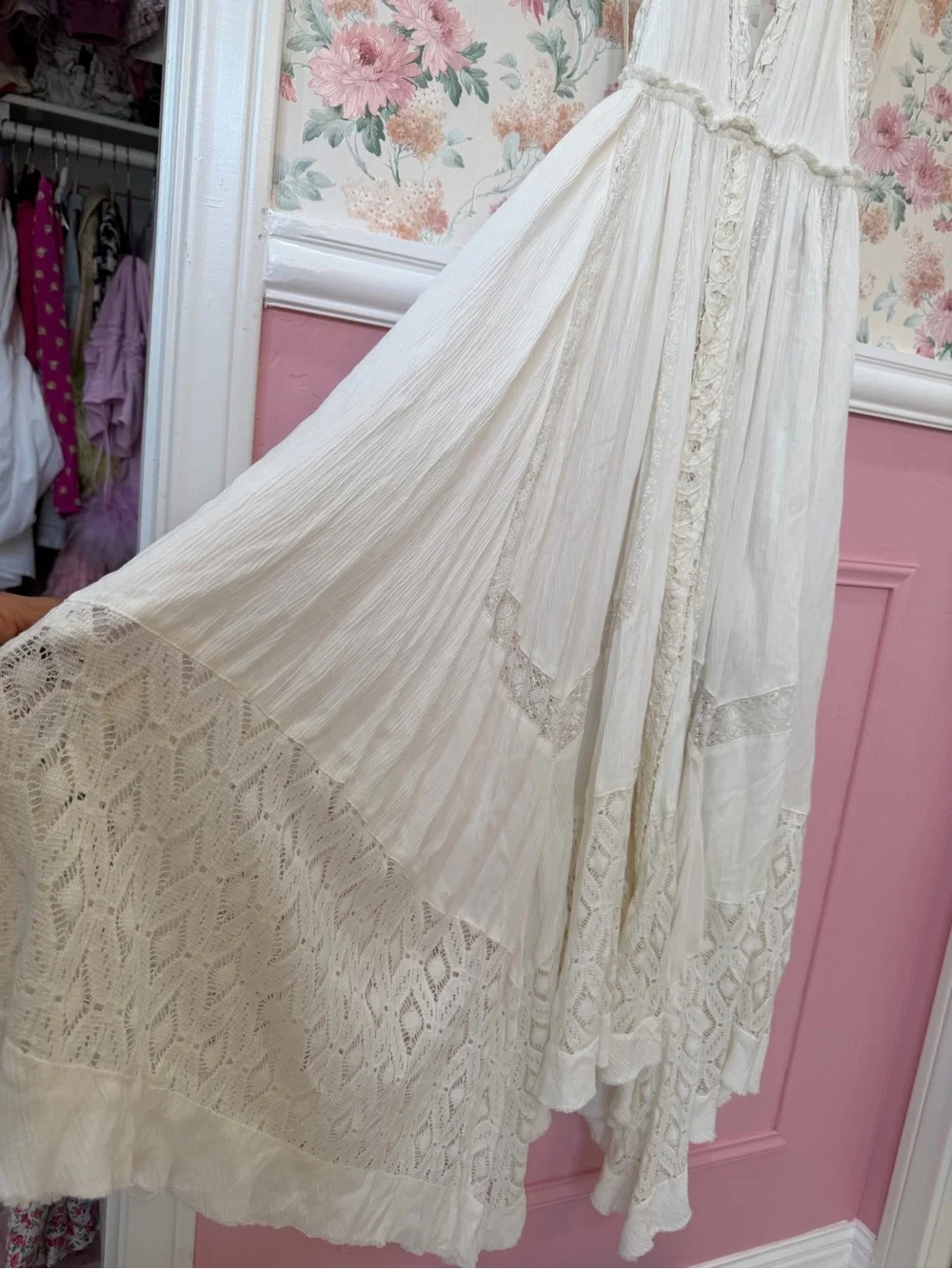 Free People White Lace Halter Maxi